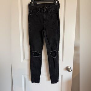 American Eagle Outfitters Black Ripped High Rise Jeggings